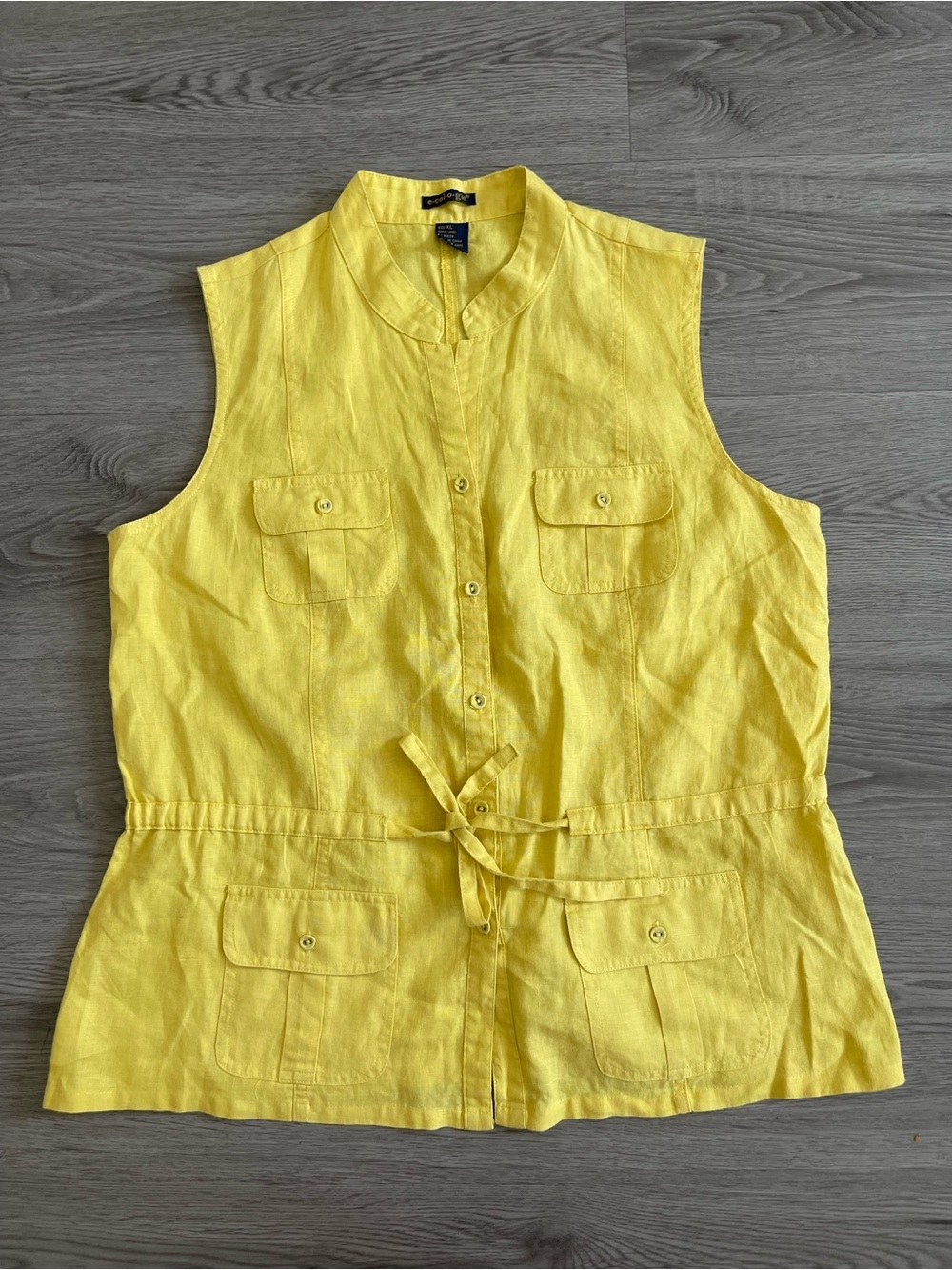 Ecologie linen Yellow Drawstring Pocket Tunic Top